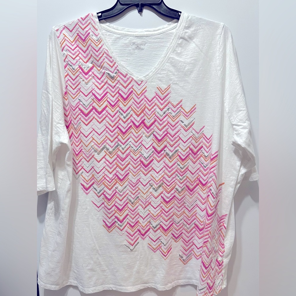3X Catherine’s 1/2 Sleeve White Graphic Tee